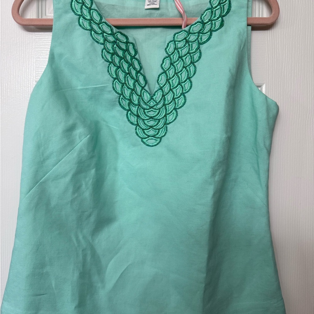 Vineyard Vines Mint Green Sleeveless Tank with Green Embroidery